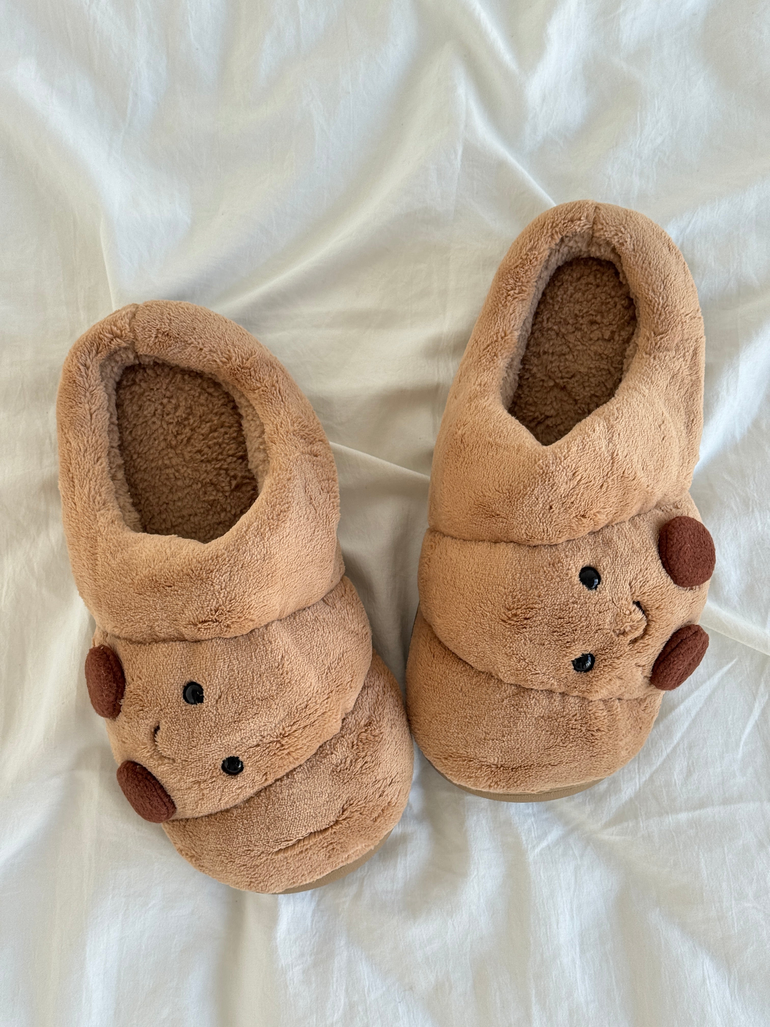 Croissant Fuzzy Scuff Slippers