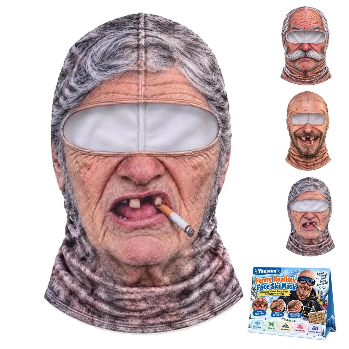 Funny Old Man 3D Ski Mask