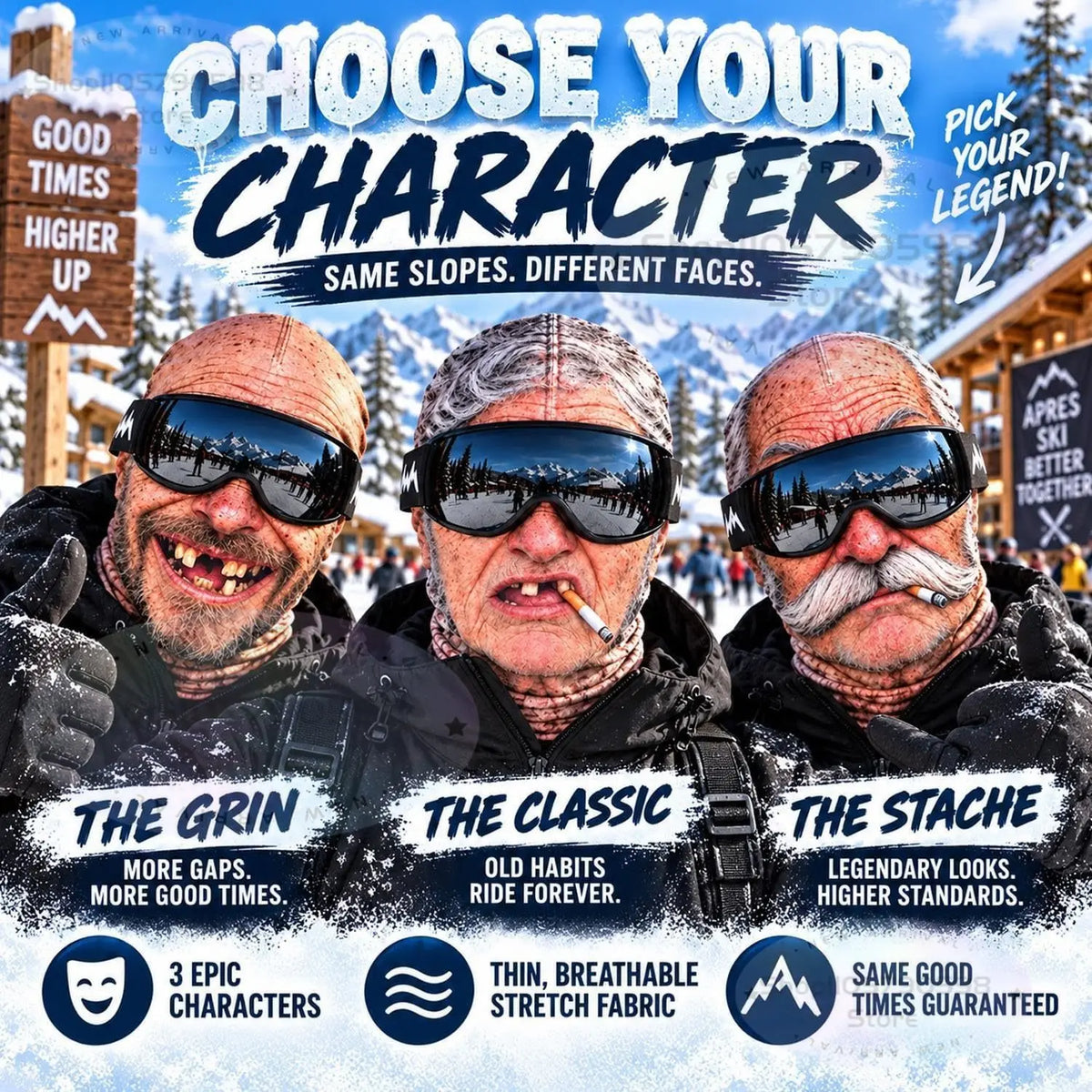 Funny Old Man 3D Ski Mask