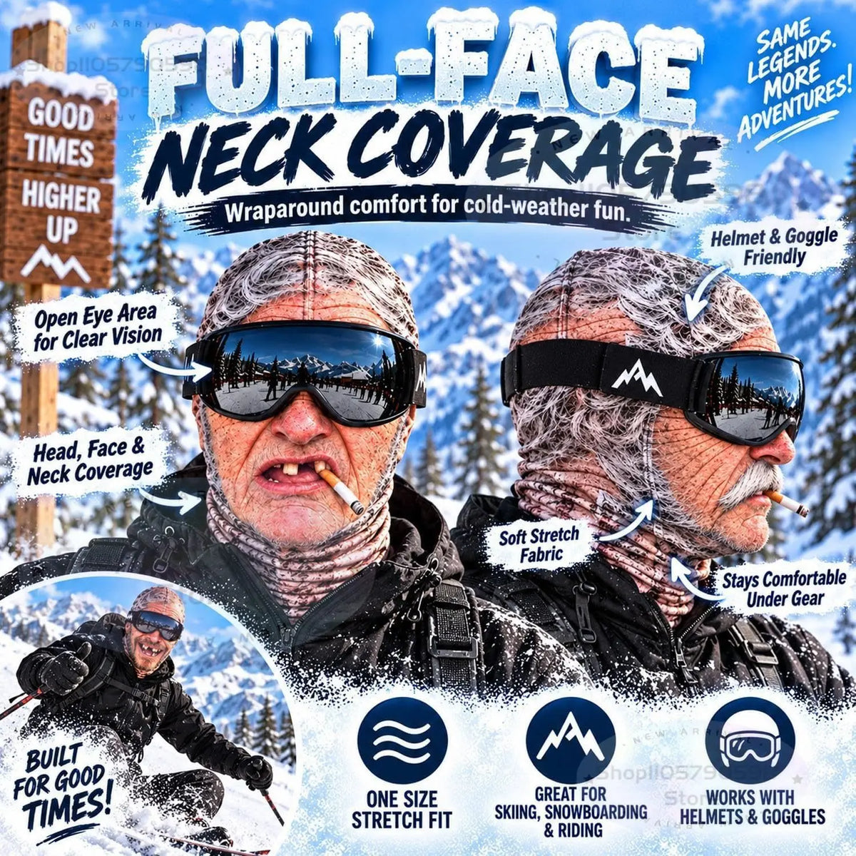 Funny Old Man 3D Ski Mask