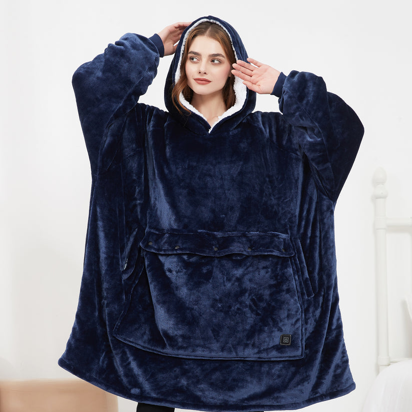 Oversized Plush Heated Hoodie Blanket