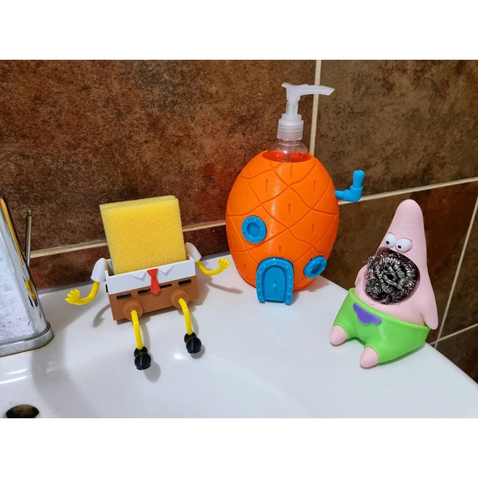 Spongebob Sponge holder, Patrick and Pineapple house Combo Trendslana