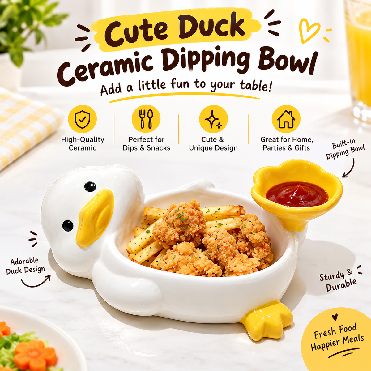 Cute Duck Snack & Dipping Bowl